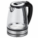 Bollitore Mr Boil cordless con caraffa in vetro da 1,7L. Potenza: 2200W. Spegnimento automatico all'ebollizione e autospegnimento in assenza di liquidi nella caraffa. Filtro smontabile e lavabile. Base con salvaspazio per il cavo. Indicatore livello acqua