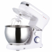 Impastatrice con movimento planetario con 6 velocità e funzione pulse con gancio per ogni tipo di impasto e le fruste in acciaio per mescolare e montare. Ciotola in acciaio con capacità di 5L e coperchio trasparente a protezione degli schizzi. Potenza 100