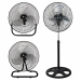 Ventilatore industriale robusto e potente, installabile a terra a parete o sul tavolo. a 3 velocità, con funzione oscillazione. 3 pale in metallo Ø45cm. Griglia a nido d'ape; base circolare; Alimentazione: 220-240V - 50Hz. Potenza: 45W. Dimensioni: 52,3 x