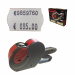 Prezzatrice a 2 linee di stampa 8+8 caratteri numerici e simbolo €.  Altezza carattere 4,5mm. Fornita con 10 rotoli di etichette assortite + 1 ink roll. Utilizza etichette a onda 26x16mm.