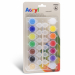 Blister da 14 colori in vasetti da 4,5ml. Richiudibili, con vaschetta per miscelare.