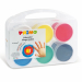 Tempera a dita in barattolo, 6 colori pronti all'uso. Adatta al contatto con la pelle Þ rivolta alla prima infanzia ed Þ espressamente studiata per essere applicata con le dita su supporti come carta, cartone e materiali diversi. Si stende facilmente e da