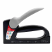 Fissatrice manuale per punti metallici studiata per essere utilizzata in tutti i lavori di decorazione: tappezzerie, falegnameria, vetrinistica e fissaggio d’isolamenti.Punti 105 - 108 - 110 ; 53/6 - 53/8 - 53/10; 13/6 - 13/8 - 13/10. Chiodino con testa M