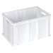 Cassa serie Europa in PP idonea al contatto alimentare per il settore Ho.Re.Ca e l'industria alimentare. Colore neutro. Dimensioni: L60 x P40 x H32cm. Capacità: 64L. Coperchio cod. 102658.