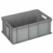 Cassa serie Europa in PP da riciclo post-industriale certificata PSV (Plastica 2° vita) per il settore industriale ed utilizzi professionali. Colore grigio. Dimensioni: L60 x P40 x H22cm. Capacità: 42L. Coperchio cod. 102654.
