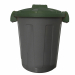 Pratico bidone portari?uti da 25 litri, con coperchio dotato di chiusura a clip. Realizzato in polipropilene (PP) riciclabile 100%. Design moderno, si adatta a tutti gli ambienti. Bidone colore grigio e coperchio verde. Dimensioni: Ø36 x H45cm.