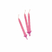 Candeline con supporto - 12 pz colore rosa.