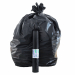 Sacchi pattumiera di colore nero in MDPE rigenerato + PLT lineare. Formato 70x110cmcm 110Lt  22µ. In rotolo compatto da 10 sacchi con fascetta. Prodotto con alta resistenza meccanica.