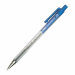 Penna a sfera a scatto con puntale in metallo. Fusto trasparente con scanalature antiscivolo. Sfera in carburo di tungsteno. Inchiostro a base d'olio. Ricaricabile, cod 65622.
Punta 0,7mm. Colore: blu.
