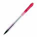 Penna a sfera a scatto con puntale in metallo. Fusto trasparente con scanalature antiscivolo. Sfera in carburo di tungsteno. Inchiostro a base d'olio. 
Punta 0,7mm. Colore: rosso.
