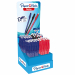 Espositore da banco con 84 penne cancellabil, punta 1.0mm, colori assortiti nero, blu e rosso.