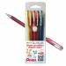 Astuccio 5 colori assortiti. Roller gel con inchiostro metallizzato doppio colore ad effetto glitter. Colori cangianti in base alle variazioni della luce. Scrive su fondi chiari e scuri, ideale per decorare colorare e per screapbooking.
Punta 1,0 mm.
