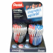 Espositore da banco con 120 penne Roller Energel fusto Slim punta 0,7mm. Assortimento in 12 colori: nero(36), rosso(12), blu(36), verde(4), marrone(4), arancio(4), rosa(4), azzurro(4), viola(4), verde chiaro(4), blu scuro(4) e turchese(4).