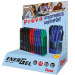 Espositore da banco con 60 roller a scatto punta 0,7mm. Assortimento in 4 colori assortiti: nero(24), rosso(6), blu(24) e verde(6).