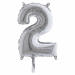 Numero h. 36cm, realizzato in mylar foil metalizzato gonfiabile ad aria attraverso la bocchetta alla base. Cannuccia inclusa nella confezione.