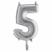 Numero h. 36cm, realizzato in mylar foil metalizzato gonfiabile ad aria attraverso la bocchetta alla base. Cannuccia inclusa nella confezione.