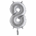 Numero h. 36cm, realizzato in mylar foil metalizzato gonfiabile ad aria attraverso la bocchetta alla base. Cannuccia inclusa nella confezione.