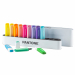 Elegante desk set completo di 12 evidenziatori i 6 brillanti colori fluo e 6 colori tenui pastello. Impugnatura ergonomica in gomma, punta a scalpello. Elegante confezione in alluminio che diventa un perfetto organizer da scrivania semplicemente capovolge