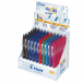 Espositore da banco con 60 pz Frixion Ball Clicker 0,7: 12 nero, 18 blu, 6 rosso, 6 verde, 6 rosa, 6 azzurro e 6 viola.