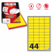 Scatola da 100fg da 21x29,7cm di etichette adesiva permanente giallo fluo. Etichette con angoli tondi. Adatte per stampanti inkjet, laser e copy.