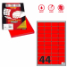 Scatola da 100fg da 21x29,7cm di etichette adesiva permanente rosso fluo. Etichette con angoli tondi. Adatte per stampanti inkjet, laser e copy.