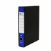 Registratore STARLINE modello StarBox, con struttura in cartone rivestita in carta goffrata stampata e risguardo bianco. Dotato di meccanismo a leva in acciaio nichelato con pressino. Custodia in fibrone nero rivestita in carta usomano. Anello di estrazio