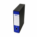 Registratore STARLINE modello StarBox, con struttura in cartone rivestita in carta goffrata stampata e risguardo bianco. Dotato di meccanismo a leva in acciaio nichelato con pressino. Custodia in fibrone nero rivestita in carta usomano. Anello di estrazio