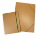 Cartella ECO Starline di grande formato con elastico piatto. Realizzata in cartone indeformabile sp.1,5mm colore avana certificato FSC. Piega e cordonatura centrale a spessore variabile. 2 alette saldate sul quadrante interno mediante 2+2 rivetti. Chiusur