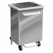 Contenitore a pedale per raccolta rifiuti totalmente in acciaio con svuotamento frontale. Fornito montato. Dimensione: 47x37xH70cm - 70L. Haccp.