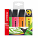 Busta 4 colori assortiti.
Classica forma appiattita antirotolamento. Inchiostro fluido a base d'acqua. Tecnologia  Anti-Dry-Out: resiste 4 ore senza cappuccio. Punta scalpello con tratto da 2 a 5mm.