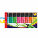 Busta 8 colori assortiti.
Classica forma appiattita antirotolamento. Inchiostro fluido a base d'acqua. Tecnologia  Anti-Dry-Out: resiste 4 ore senza cappuccio. Punta scalpello con tratto da 2 a 5mm.