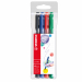 Astuccio 4 colori: blu, nero, rosso, verde. 
Fineliner con punta in nylon robusta. Inchiostro inodore a base d‘acqua. Tratto da 0,8 mm. Cappuccio ventilato. Resiste fino a 24 ore senza cappuccio. Dotato di comoda clip.
Punta 0,8mm.
