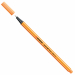 Punta in feltro con rinforzo in metallo per garantire una grande resistenza. Cappuccio ventilato antisoffocamento. Lunga durata anche senza cappuccio. Ideale per lavori con riga , fotocopie e stancils.
Tratto da 0,4mm.
Colore: arancio fluo.