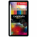 Astuccio in metallo Stabilo contenente 12 matite colorate Carbothello, mina carboncino dal tratto secco e polveroso, utilizzabili sia a secco, sia in miscela. Spessore del tratto 4,4mm, intensa luminosità ed opacità, molto resistente a luce ed urti.