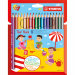 Astuccio in cartone completo di temperino con matite colorate in legno con fusto triangolare, ergonomico adatta ai bambini. Mina grande ed indistruttibile da 4,2mm. Ricca pigmentazione di colore.
