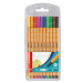 Astuccio 10 colori.
Punta in feltro con rinforzo in metallo per garantire una grande resistenza. Cappuccio ventilato antisoffocamento. Lunga durata anche senza cappuccio. Ideale per lavori con riga , fotocopie e stancils.
Tratto da 0,4mm.