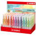 Espositore da banco con 48 evidenziatori in 6 colori pastello assortiti.