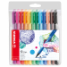 Astuccio 12 colori assortiti.
Fineliner con punta in nylon robusta. Inchiostro inodore a base d‘acqua. Tratto da 0,8 mm. Cappuccio ventilato. Resiste fino a 24 ore senza cappuccio. Dotato di comoda clip.
Punta 0,8mm.