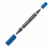LUMOCOLOR PERMANENT DUO 348. Pennarello con doppia punta in fibra: da 0,6mm e da 1,5mm. Inchiostro a base d’alcool senza xylolo e toluolo. Airplane-safe. Brevettato DrySafe (non secca se lasciato per alcune ore senza cappuccio). Ricaricabile con riattivat