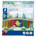 Matita colorata colori brillanti, superficie anti scivolo, morbida e vellutata. Maggiore resistenza alla rottura, design attraente a strisce. Legno certificato PEFC proveniente da foreste a gestione sostenibili.