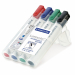 Busta 4 colori. LUMOCOLOR WHITEBOARD 351. Marcatore a base d’alcool cancellabile per lavagne bianche, vetro e porcellana. Inchiostro Dry Safe: lunga durata anche senza cappuccio. Con clip. Airplane safe. Punta sintetica tonda da 2mm.