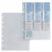 Buste porta matrici assegni con foratura universale in PP liscio. Dotate di 12 tasche da 65x72mm per la raccolta di matrici assegni. Formato esterno 210x297mm.
