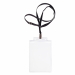 Porta nomi in PVC trasparente pesante con cordoncino nero con dettagli neutri. Pinzetta e chiusura antisoffocamento. Formato contenuto 10x15 cm. Apertura lato corto (alto)