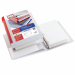 Raccoglitore personalizzabile in Colpan® (cartone rivestito in PVC) con meccanismo a 3 anelli (a D). Dotato di tasche trasparenti sul 1° quadrante e sul dorso. Inserimento facilitato della personalizzazione del dorso. Tasca interna non presente. Formato e