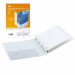 Raccoglitore bianco personalizzabile in Colpan® (cartone rivestito in PVC) con meccanismo a 4 anelli (a D). Dotato di tasca trasparente interna e di tasca trasparente esterna avvolgente, per personalizzare il dorso grazie ad un semplice foglio A3. Formato