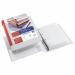 Raccoglitore personalizzabile in Colpan® (cartone rivestito in PVC) con tasca interna e meccanismo a 4 anelli quadri. Tasche trasparenti sul 1° quadrante e sul dorso che consentono l'inserimento facilitato della personalizzazione. Formato esterno: 285x310