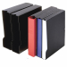 Custodia montabile in Colpan® (cartone rivestito in PVC) adatta a contenere i raccoglitori Sei Rota A4 con anelli da 100 mm. Protegge da polvere e umidità, si fissa in un attimo tramite bottone. Colore: nero. Formato esterno: 285x310 mm. Formato contenuto