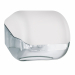 Dispenser carta igienica rotolo o interfogliata (200 fogli), bianco Soft Touch. Fissaggio a muro tramite biadesivo, viti, tasselli. I tasselli sono in otazione. Dimensioni 15x14,8x14cm.