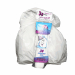 Sacchi pattumiera bagno di colore bianco in MDPE rigenerato + PLT Llineare. Formato 40x50cm 15Lt 16µ con lacci di chiusura. In rotolo da 30 sacchi. Prodotto con alta resistenza meccanica.