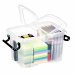 Contenitori multiuso in plastica trasparente ideali per riordinare e archiviare in modo intelligente e pratico. Dotati di maniglie a clip e di coperchio pieghevole per permettere l'accesso al contenuto anche quando fissato sul contenitore. Molto robusti e